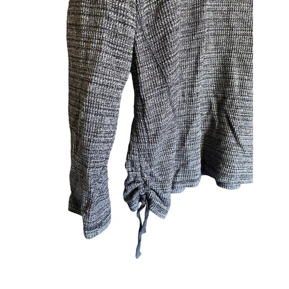 J Jill Top Womens XL Waffle Thermal Knit Cowl Neck Ruched Tie Sides Gray Black - Picture 3 of 7